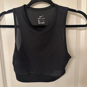 Nike cropped mesh black workout top